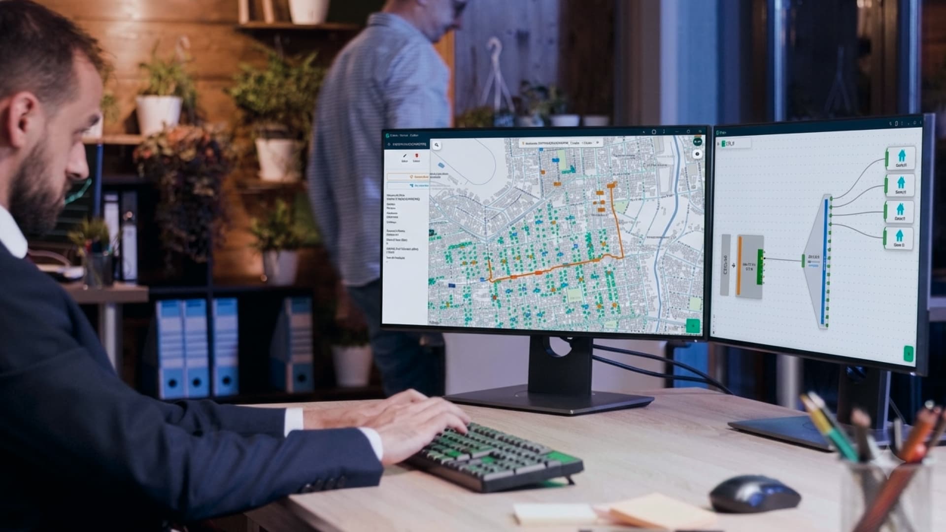 Mapa de documentação de rede FTTH na plataforma Cadex mostrando ocupação de CTOs em tempo real